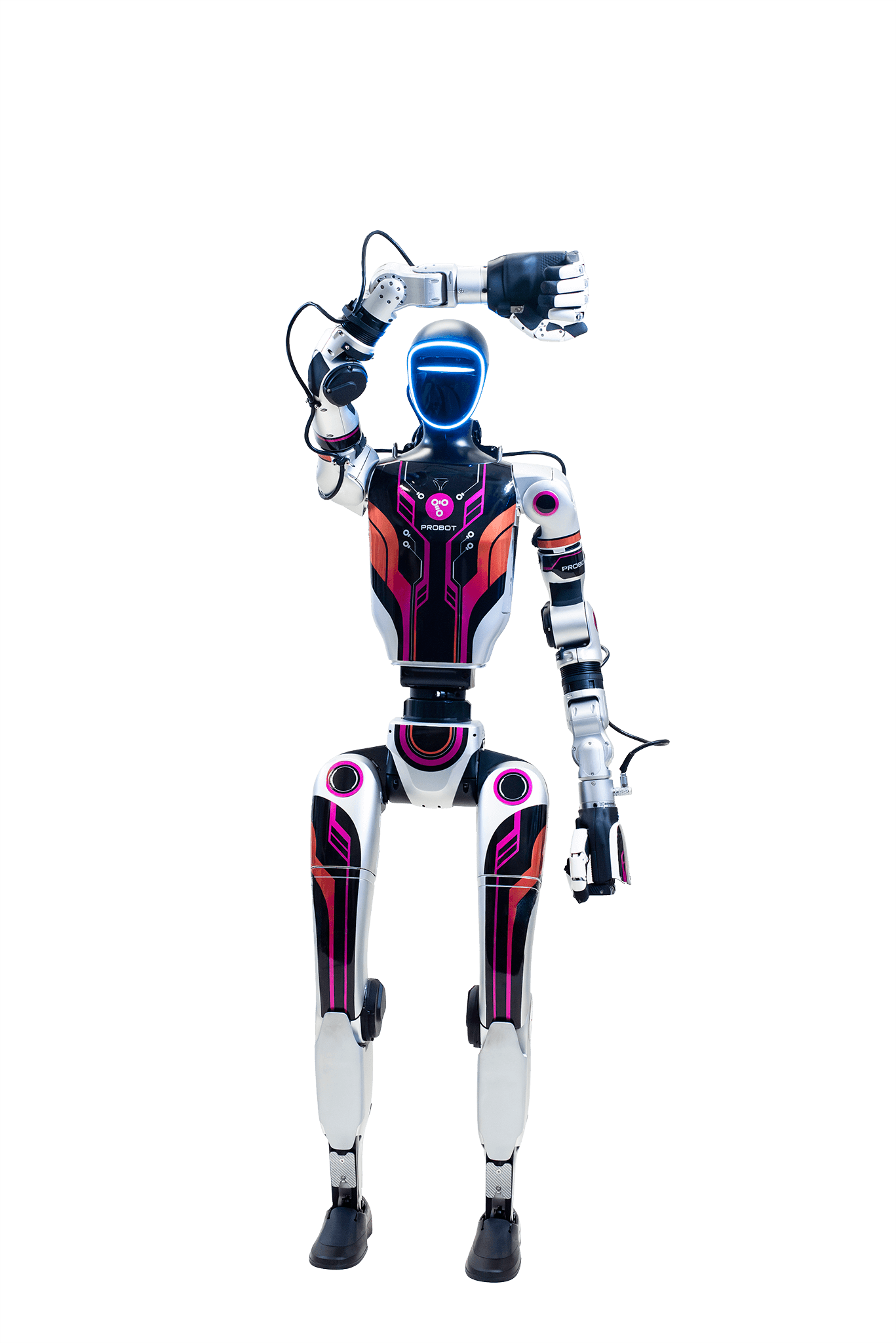 Humanoid Robot Unitree G1 waving hand.