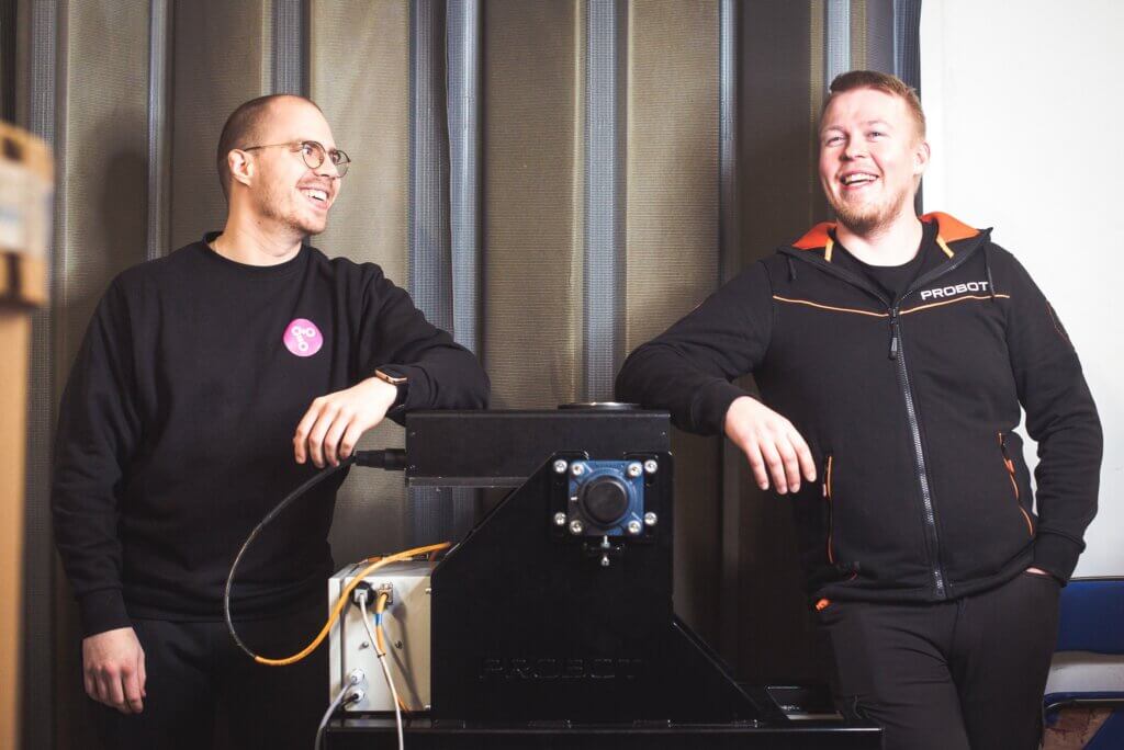 Rotary table development team OP and Ville laughing - A positive attitude and a hunger for learning will take you far